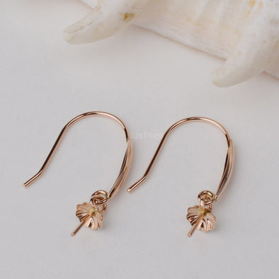 18K Gold Earring Hooks with Eyepin Bead Caps