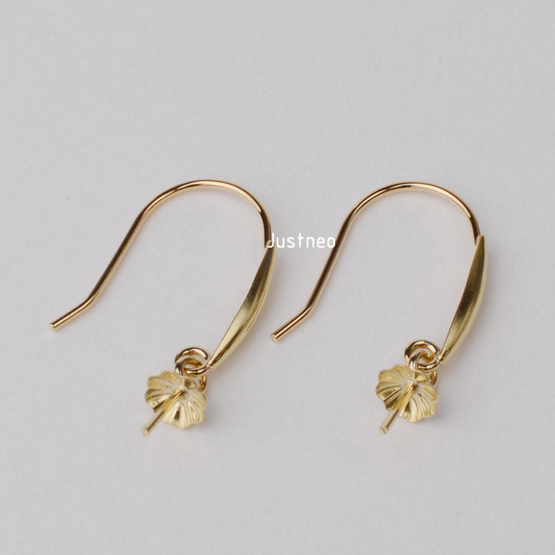 18K Gold Earring Hooks with Eyepin Bead Caps – justneo
